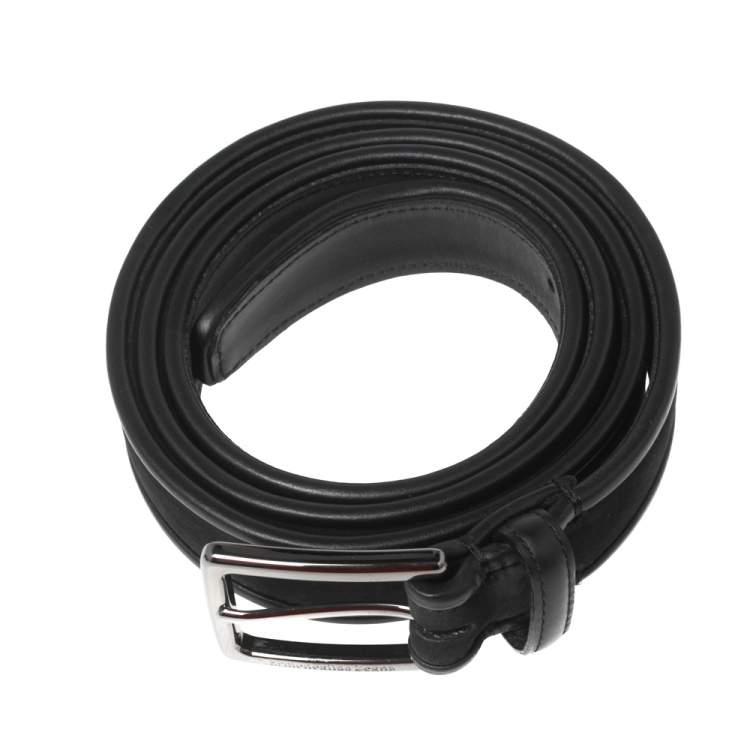 Pre Owned Ermenegildo Zegna Black Suede and Leather Buckle Belt 105CM