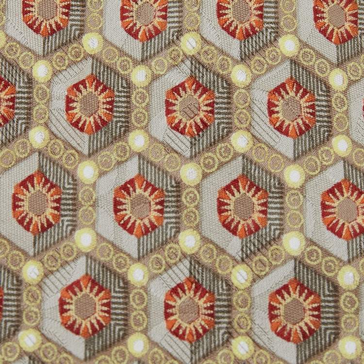 Pre Owned Ermenegildo Zegna Vintage Gold Jacquard Silk Tie