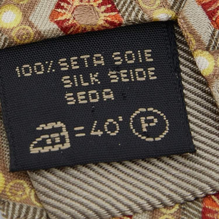 Pre Owned Ermenegildo Zegna Vintage Gold Jacquard Silk Tie