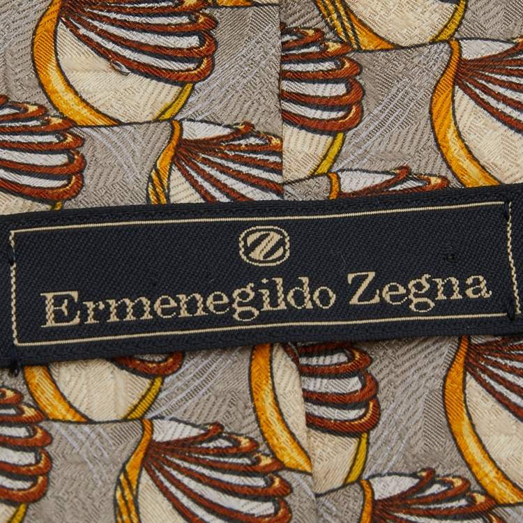 Pre Owned Ermenegildo Zegna Vintage Grey Jacquard Silk Tie