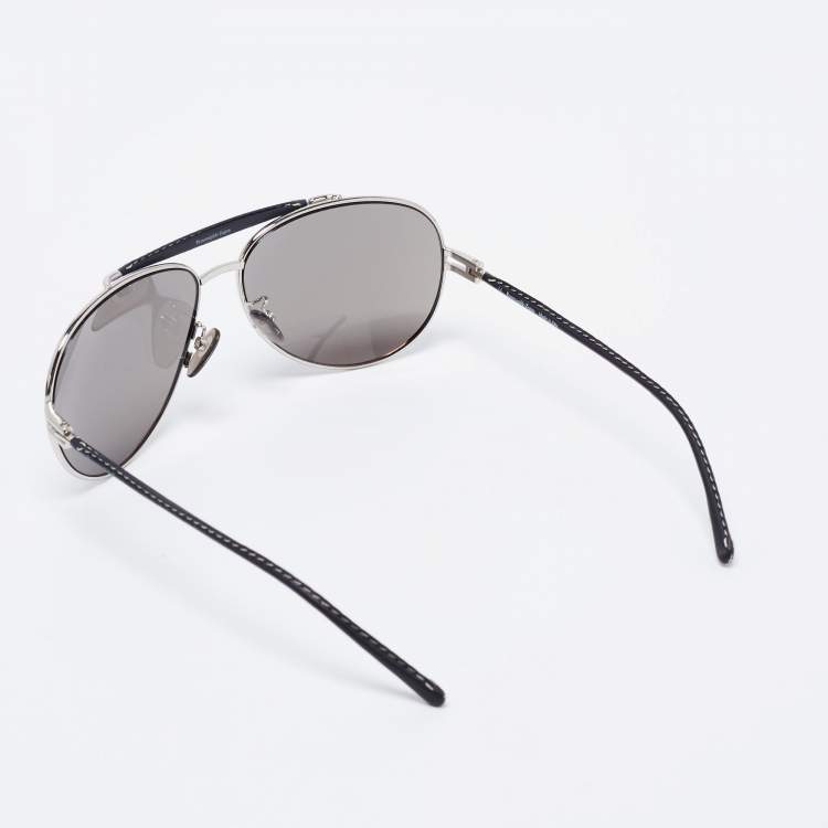 Pre Owned Ermenegildo Zegna Navy Blue SZ 3016 Aviator Mirrored Sunglasses