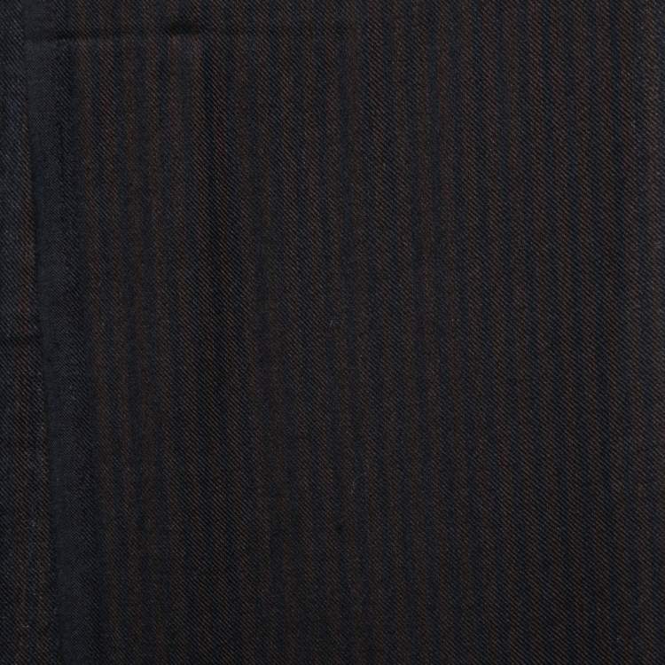 Pre Owned Ermenegildo Zegna Dark Blue & Burgundy Striped Cashmere Scarf