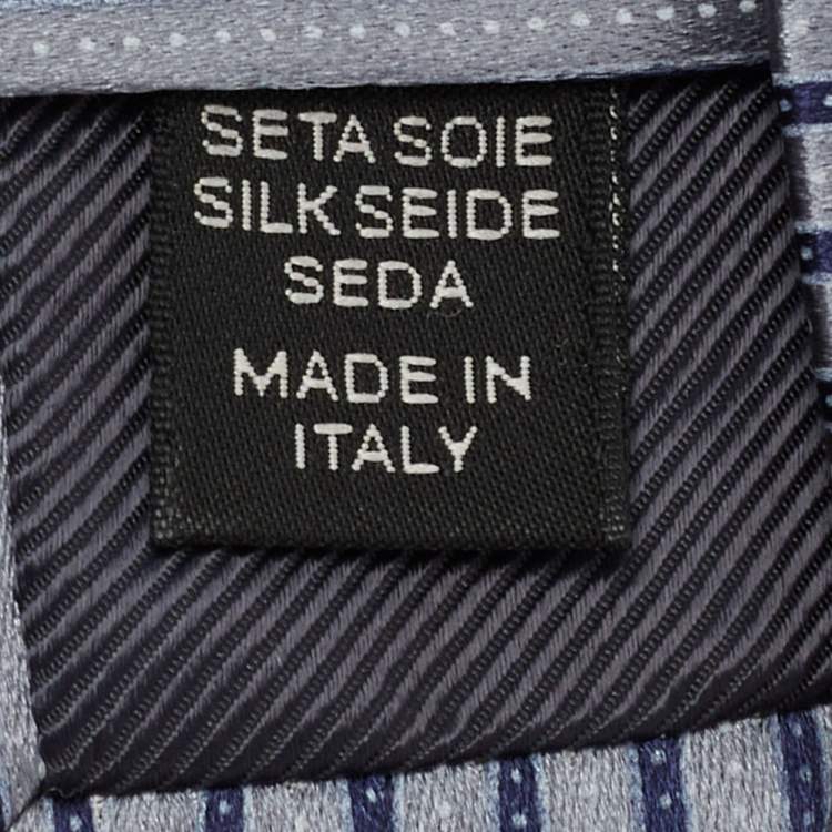 Pre Owned Ermenegildo Zegna Grey & Blue Striped Silk Tie