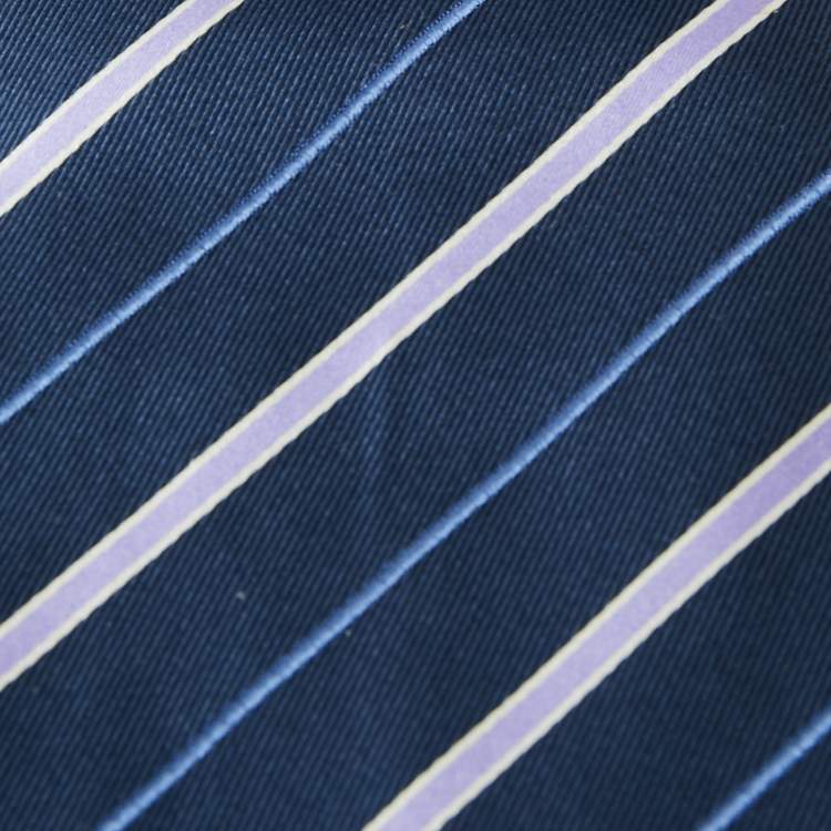 Pre Owned Ermenegildo Zegna Blue Striped Silk Tie