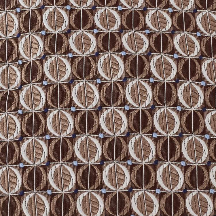 Pre Owned Ermenegildo Zegna Brown Geometric Pattern Jacquard Silk Tie