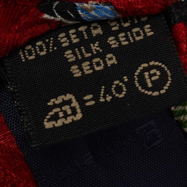 Pre Owned Ermenegildo Zegna Crimson Red Tree House Print Silk Tie 