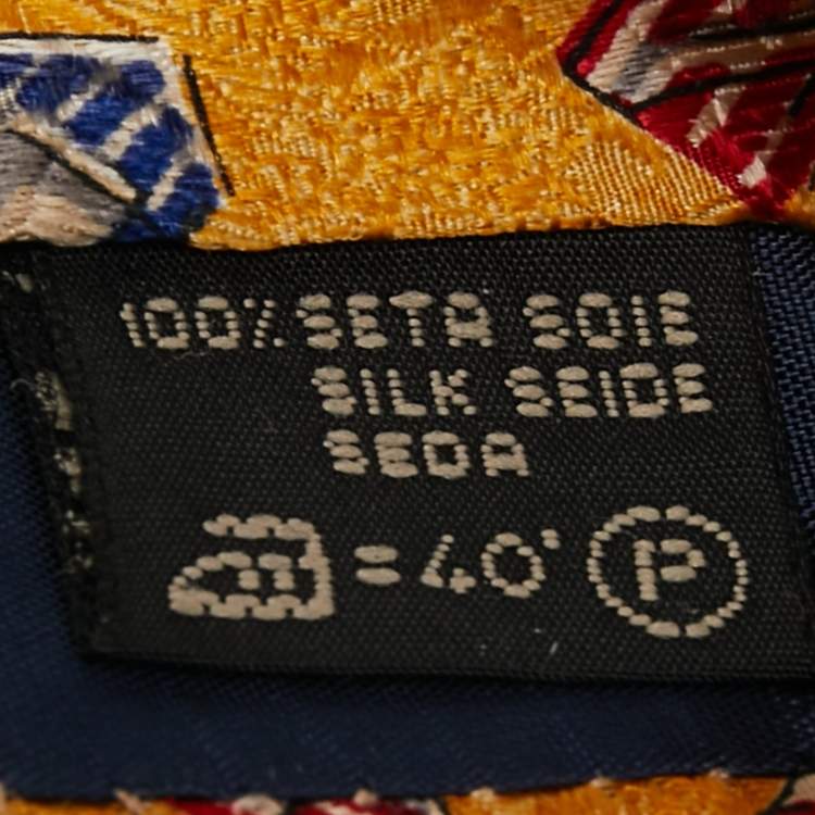 Pre Owned Ermenegildo Zegna Yellow Printed Silk Traditional Tie