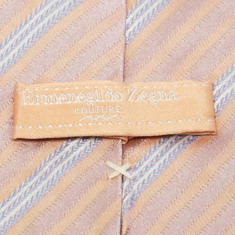 Pre Owned Ermenegildo Zegna Pink Patterned Silk Jacquard Tie