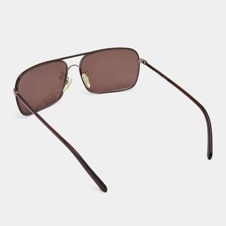 Pre Owned Ermenegildo Zegna Dark Brown SZ3045 Square Sunglasses