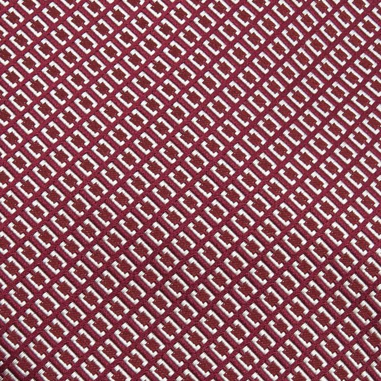 Pre Owned Ermenegildo Zegna Brown Patterned Silk Tie