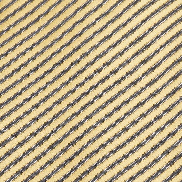 Pre Owned Ermenegildo Zegna Yellow Diagonal Striped Silk Tie
