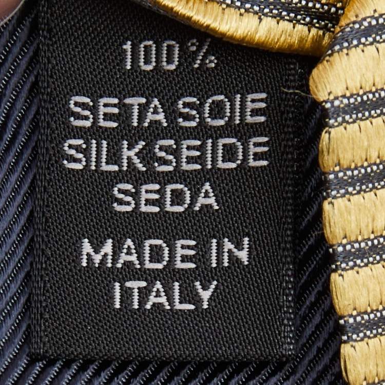 Pre Owned Ermenegildo Zegna Yellow Diagonal Striped Silk Tie