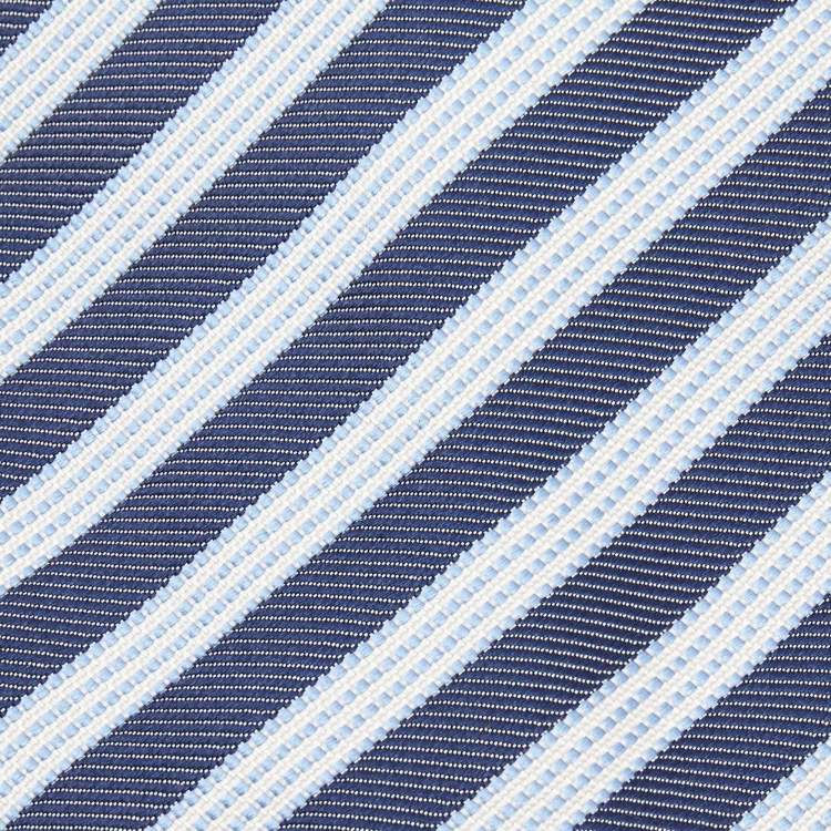 Pre Owned Ermenegildo Zegna Su Misura Blue Diagonal Stripe Patterned Silk Tie