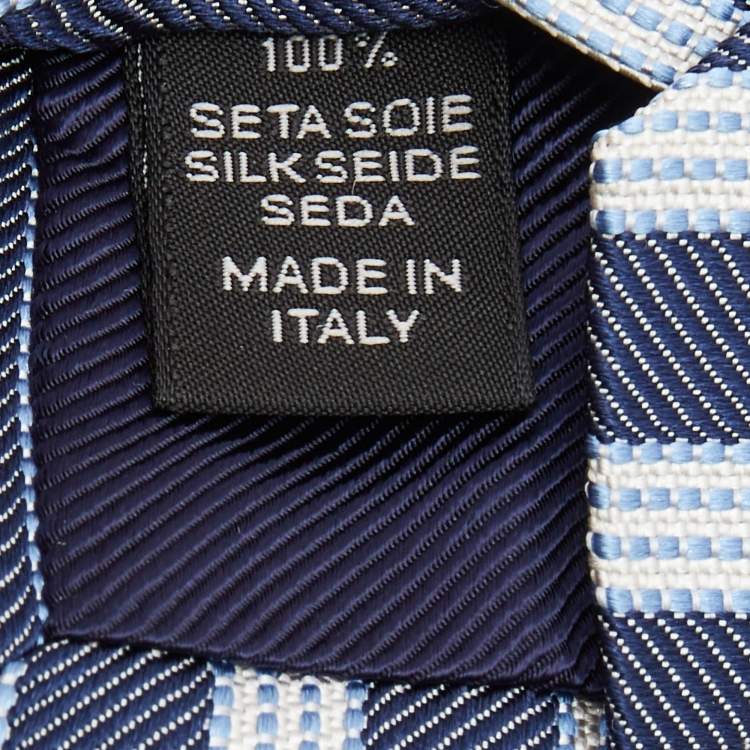 Pre Owned Ermenegildo Zegna Su Misura Blue Diagonal Stripe Patterned Silk Tie