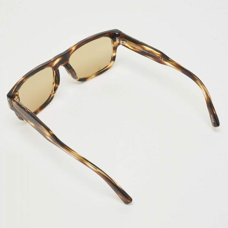 Pre Owned Ermenegildo Zegna Brown Tortoise EZ0088 Rectangle Sunglasses