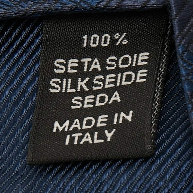 Pre Owned Ermenegildo Zegna Navy Blue Floral Patterned Silk Tie
