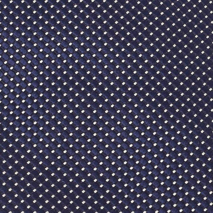 Pre Owned Ermenegildo Zegna Navy Blue Patterned Silk Tie