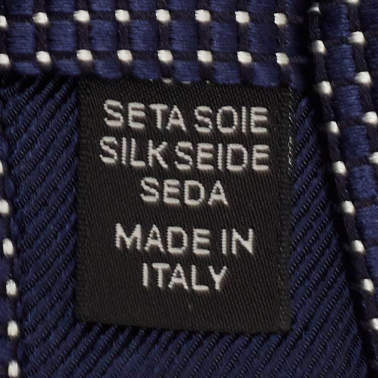 Pre Owned Ermenegildo Zegna Navy Blue Patterned Silk Tie