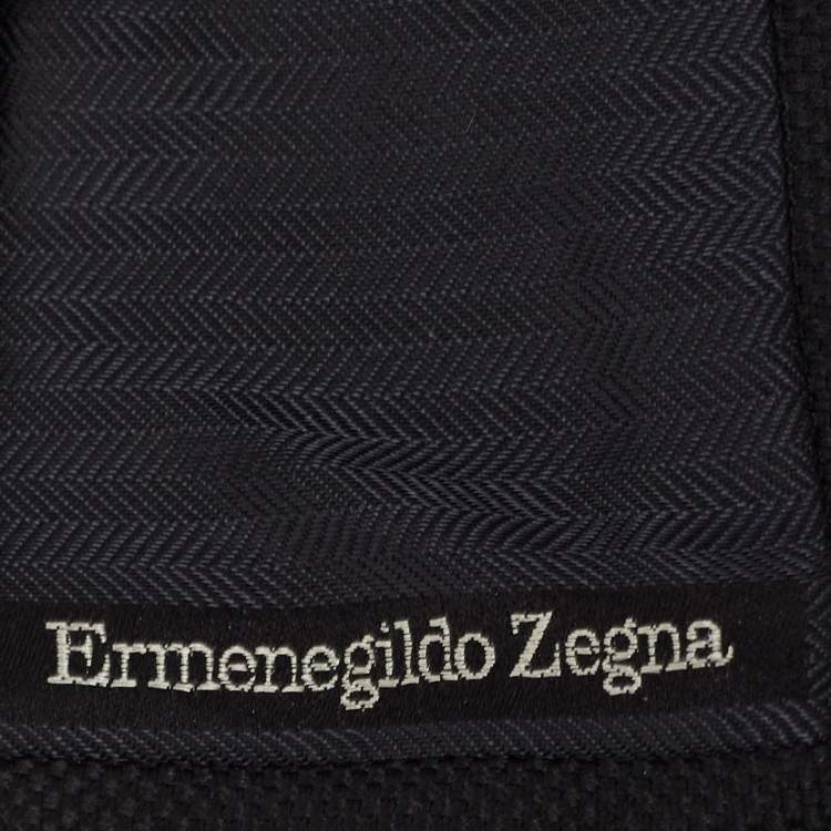 Pre Owned Ermenegildo Zegna Black Patterned Silk Tie