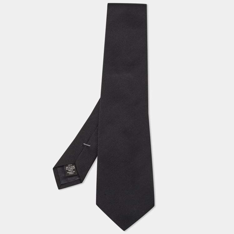 Pre Owned Ermenegildo Zegna Black Patterned Silk Tie