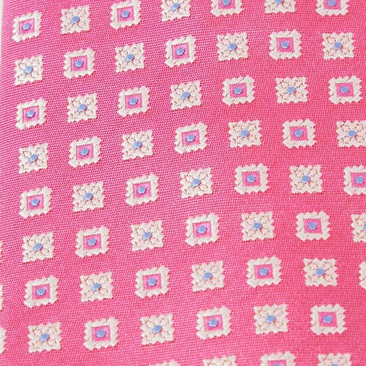 Pre Owned Ermenegildo Zegna Pink Silk Jacquard Tie 
