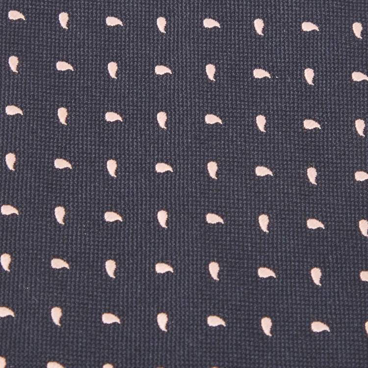 Pre Owned Ermenegildo Zegna Vintage Navy Blue Paisley Silk Jacquard Traditional Tie