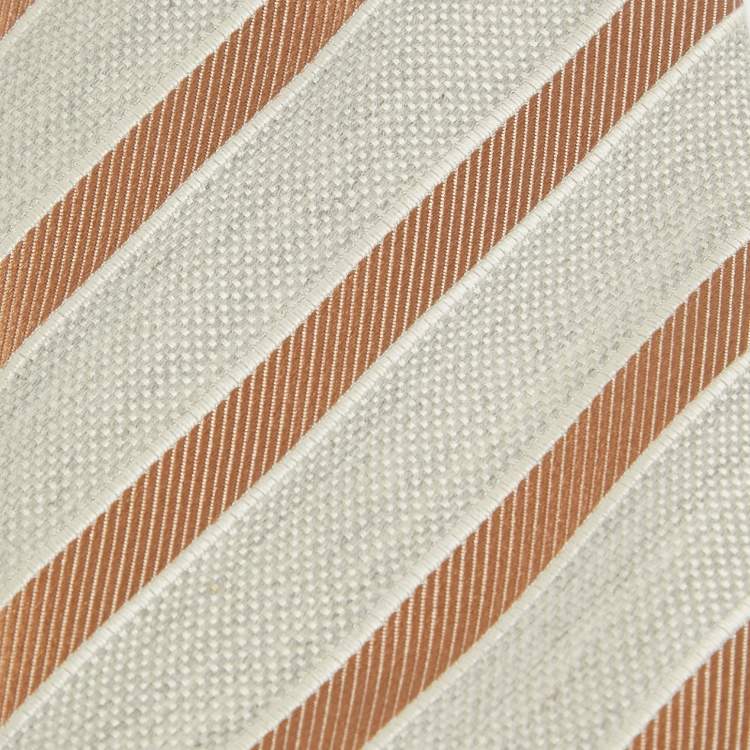 مملوكة مسبقًا Ermenegildo Zegna Grey Striped Wool and Silk Traditional Tie