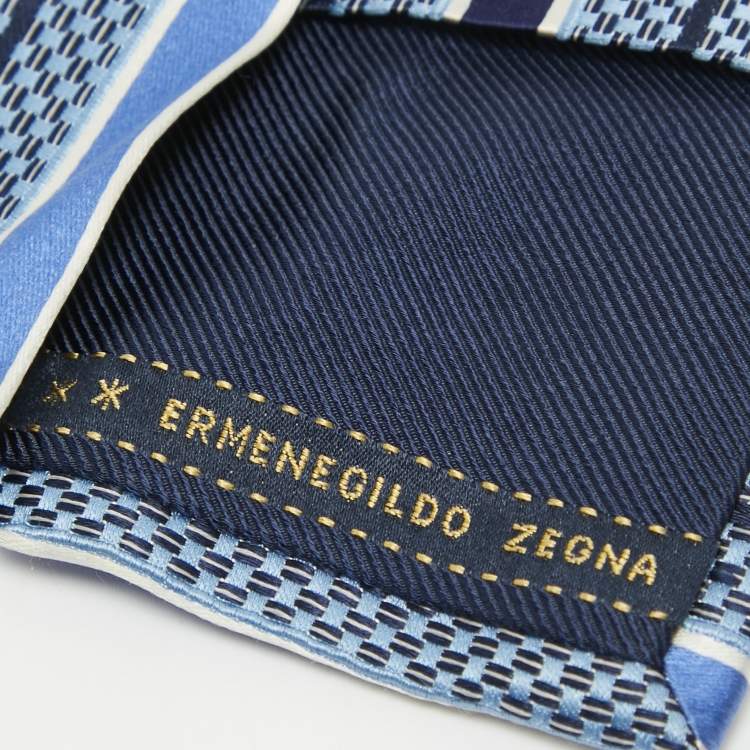 Pre Owned Ermenegildo Zegna Blue Striped Silk Tie