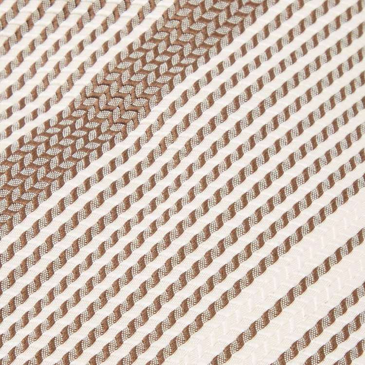 Pre Owned Ermenegildo Zegna Brown/Cream Striped Silk Tie