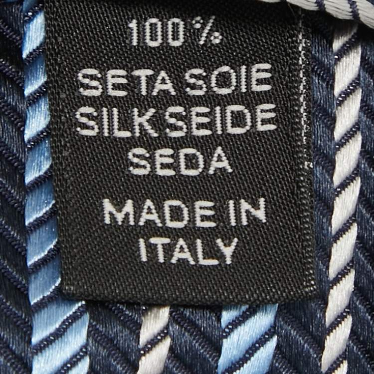 Pre Owned Ermenegildo Zegna Premium Navy Blue Diagonal Striped Silk Tie