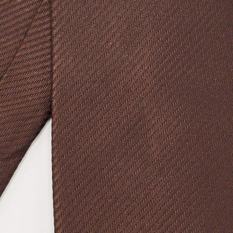Pre Owned Ermenegildo Zegna Brown Striped Silk Tie