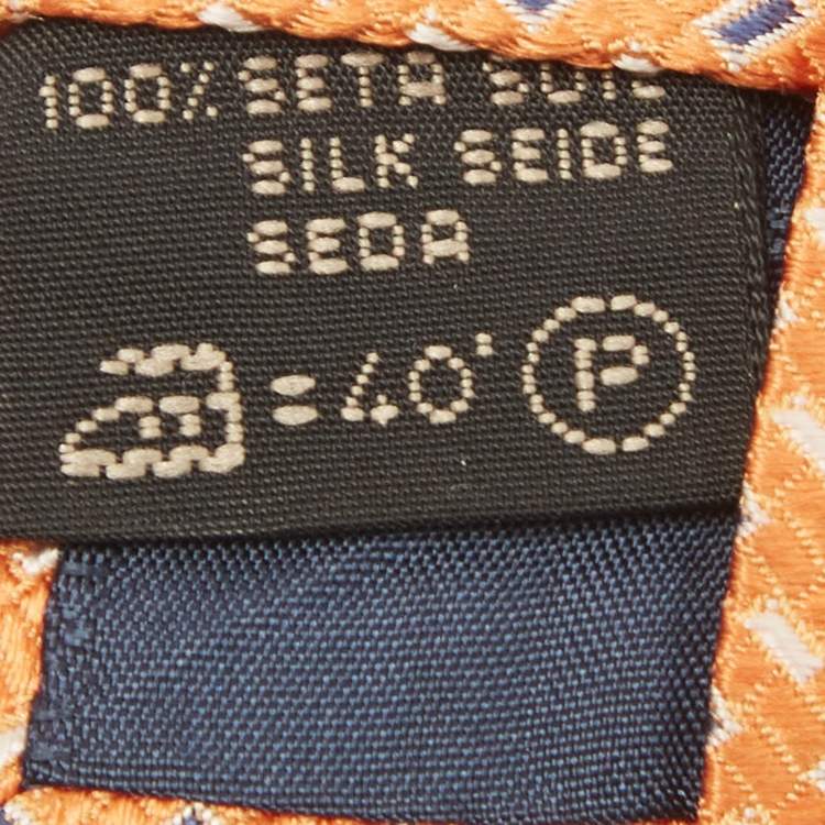 Pre Owned Ermenegildo Zegna Vintage Orange Patterned Silk Tie