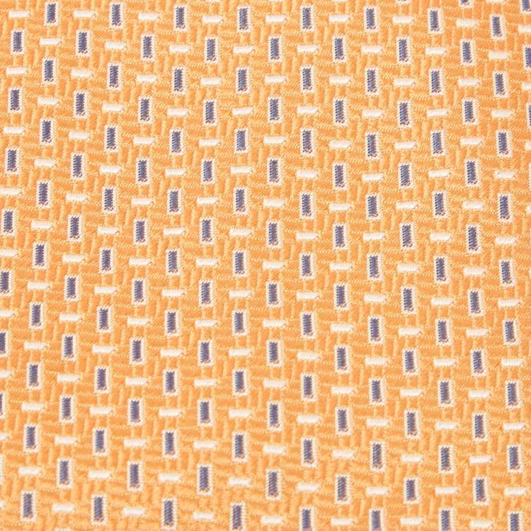 Pre Owned Ermenegildo Zegna Vintage Orange Patterned Silk Tie