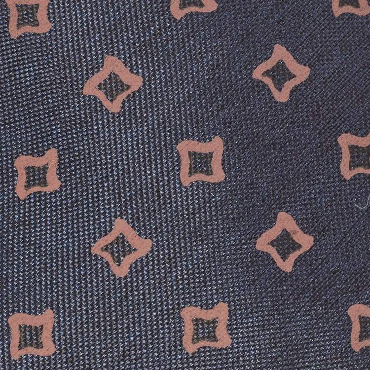 Pre Owned Ermenegildo Zegna Navy Blue Print Silk Tie