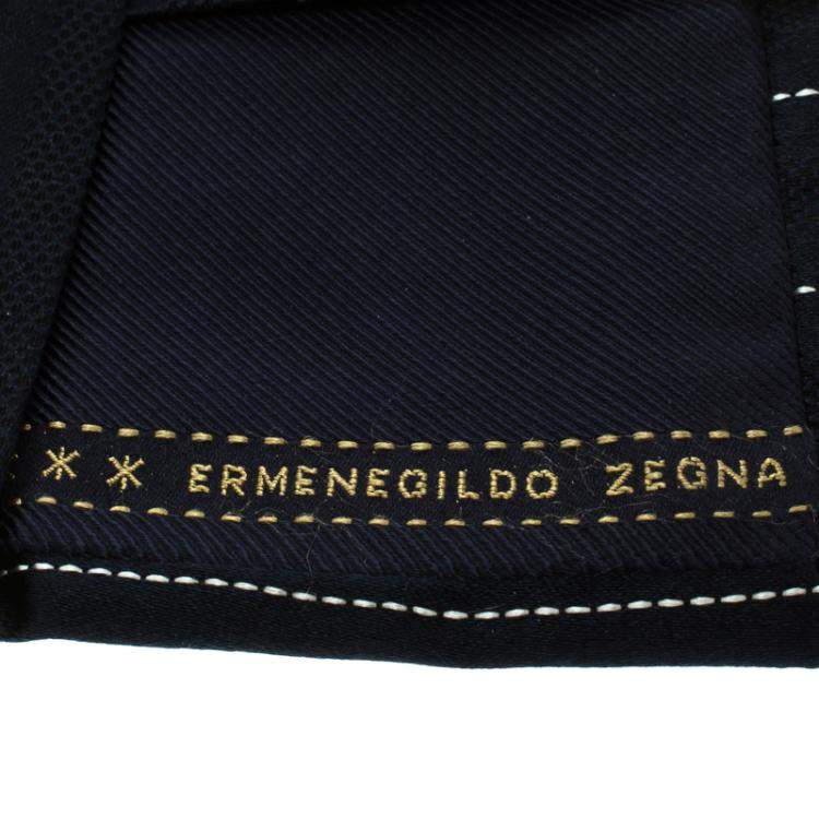 Pre Owned Ermenegildo Zegna Navy Blue Textured Striped Silk Tie