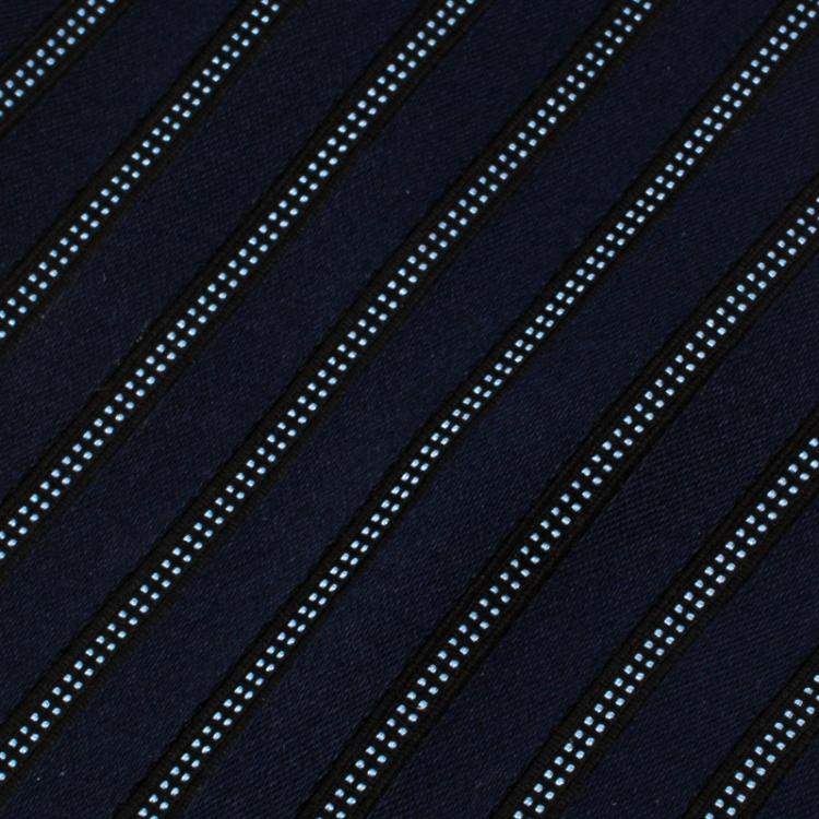 مملوكة مسبقًا Ermenegildo Zegna Navy Blue Textured Striped Silk Tie