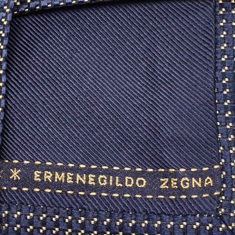 Pre Owned Ermenegildo Zegna Navy Blue Patterned Silk Tie
