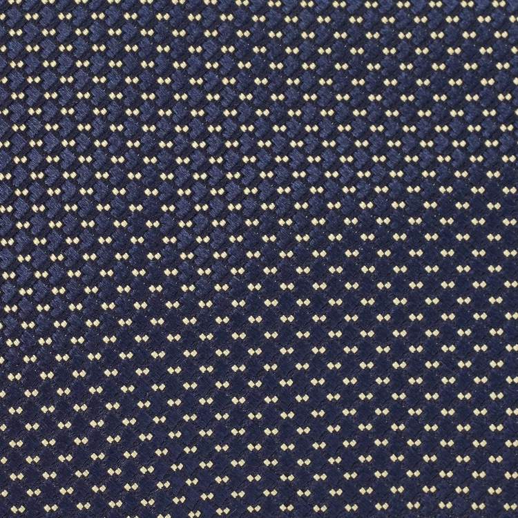 Pre Owned Ermenegildo Zegna Navy Blue Patterned Silk Tie