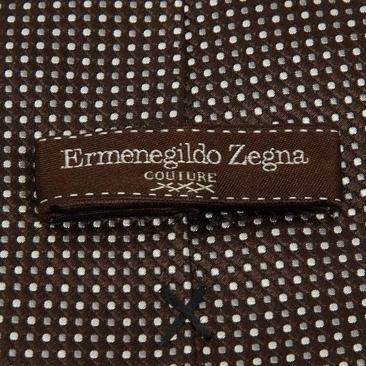 Pre Owned Ermenegildo Zegna Brown Micro Checked Silk Tie