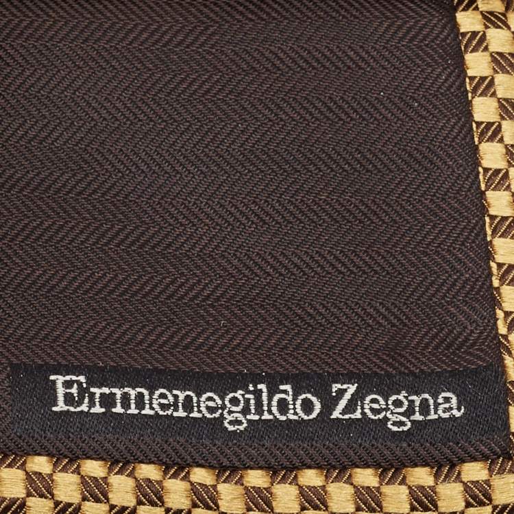 Pre Owned Ermenegildo Zegna Yellow Jacquard Silk Tie