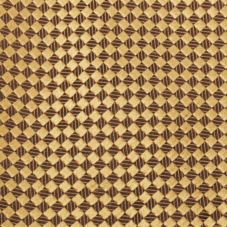 Pre Owned Ermenegildo Zegna Yellow Jacquard Silk Tie