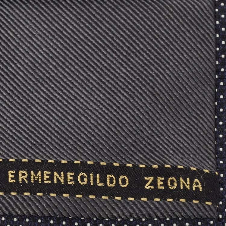 Pre Owned Ermenegildo Zegna Navy Blue Dotted Pattern Silk Tie