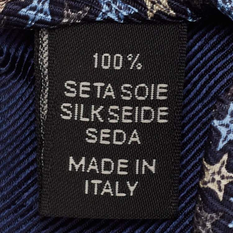 Pre Owned Ermenegildo Zegna Navy Blue Star Patterned Silk Tie