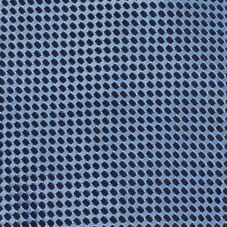 Pre Owned Ermenegildo Zegna Blue Check Patterned Silk Tie