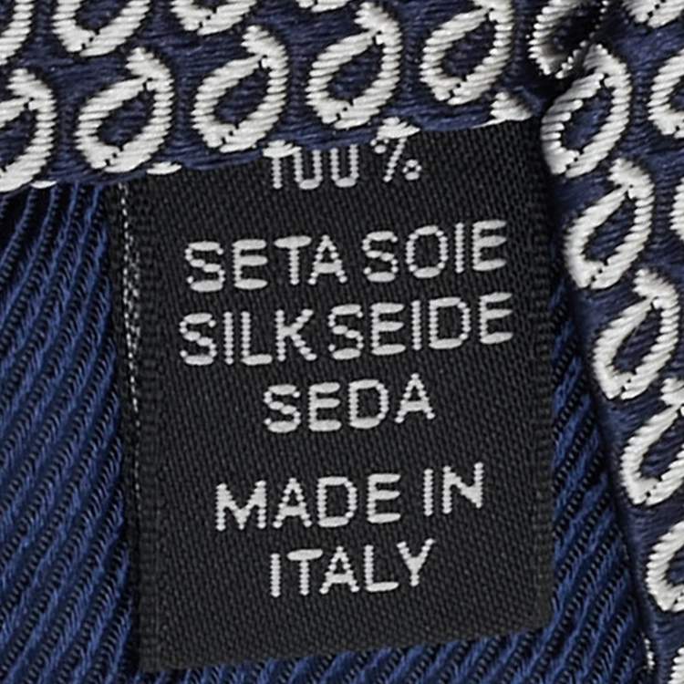 Pre Owned Ermenegildo Zegna Navy Blue/White Jacquard Silk Tie