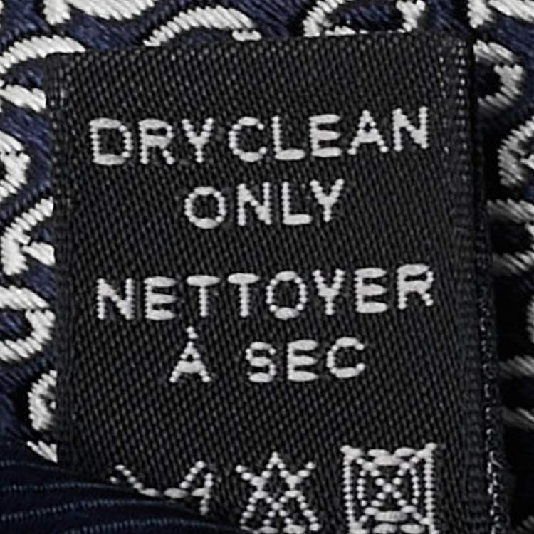 Pre Owned Ermenegildo Zegna Navy Blue/White Jacquard Silk Tie