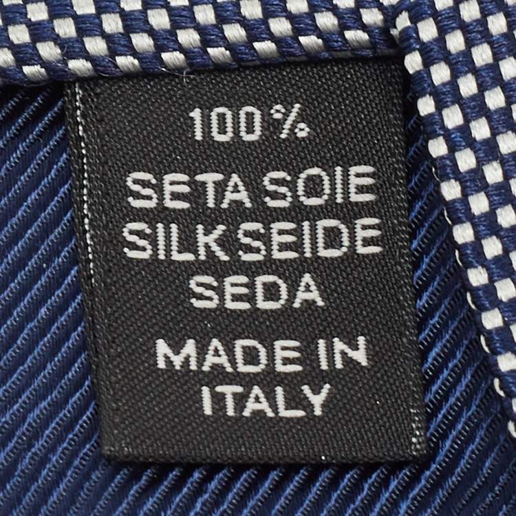Pre Owned Ermenegildo Zegna Navy Blue Patterned Silk Tie