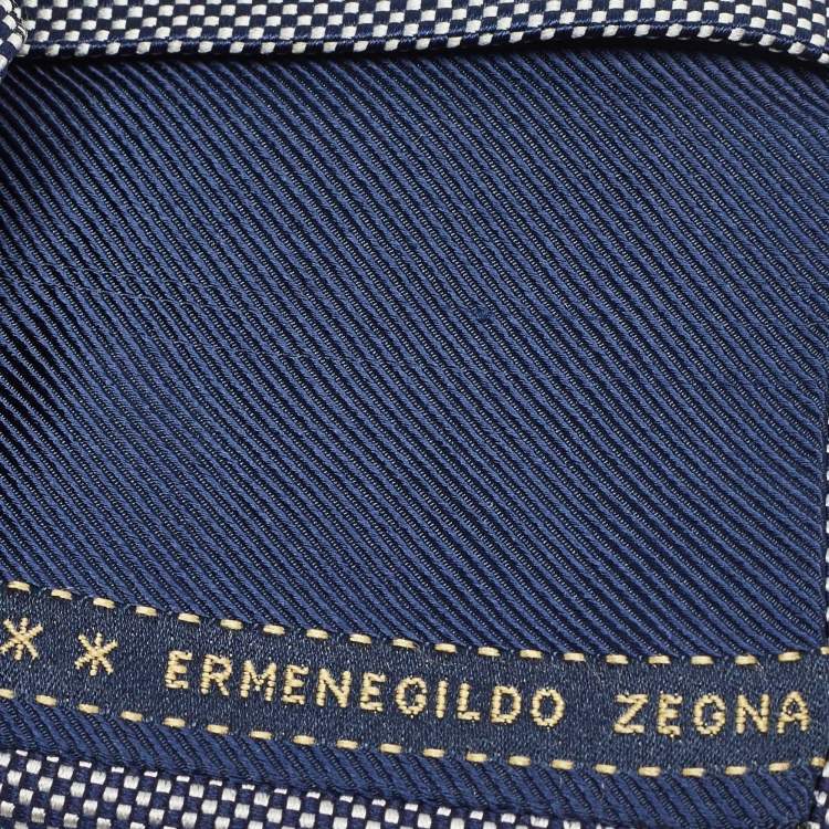 Pre Owned Ermenegildo Zegna Navy Blue Patterned Silk Tie