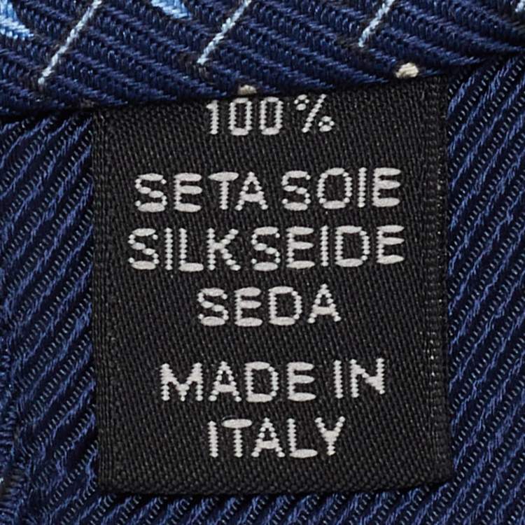 Pre Owned Ermenegildo Zegna Navy Blue Flag Print Silk Tie