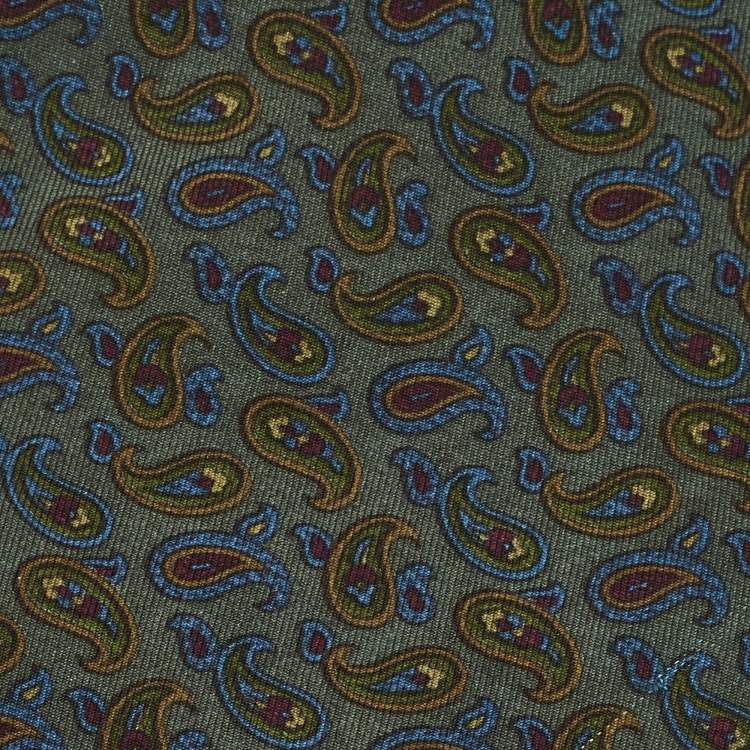Pre Owned Ermenegildo Zegna Vintage Green Paisley Silk Tie